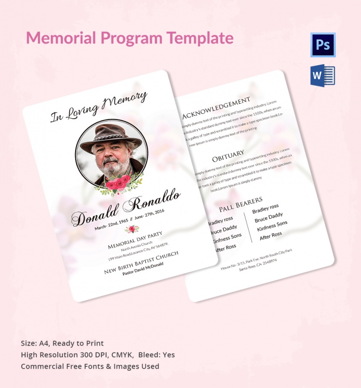 Simple Memorial Program Template
