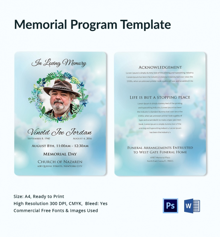 Funeral Program Template Free Word