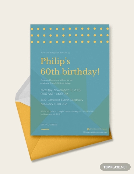 60th birthday invitation card design