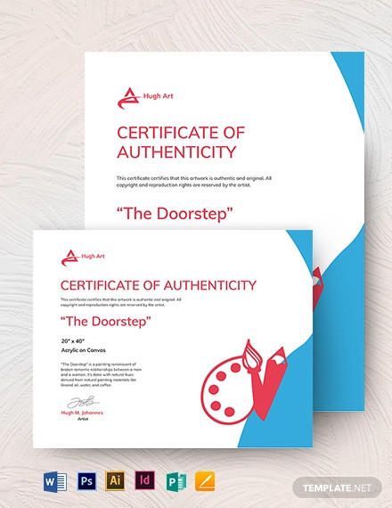 authenticity certificate painting template