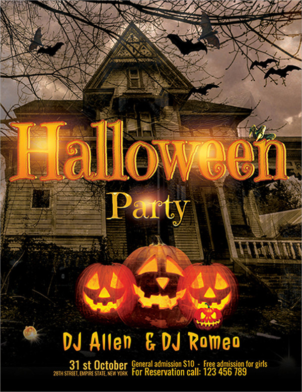 free halloween dj party flyer