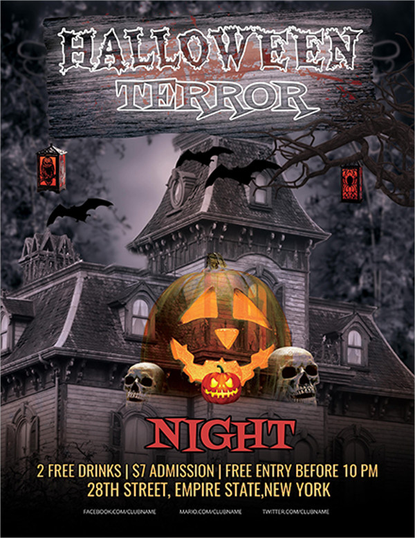 free halloween terror night flyer
