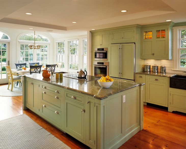 green kitchen cabinet design