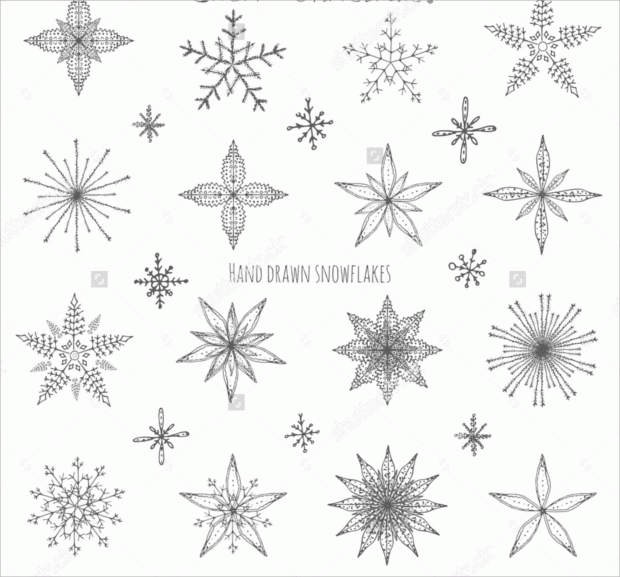 decorative hand drawn snowflakes