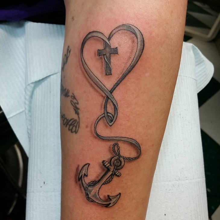 heart anchor cross tattoo