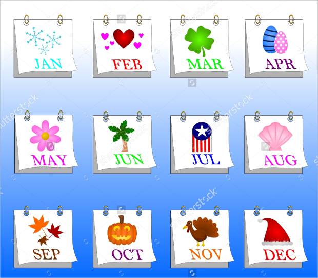 monthly calendar icons