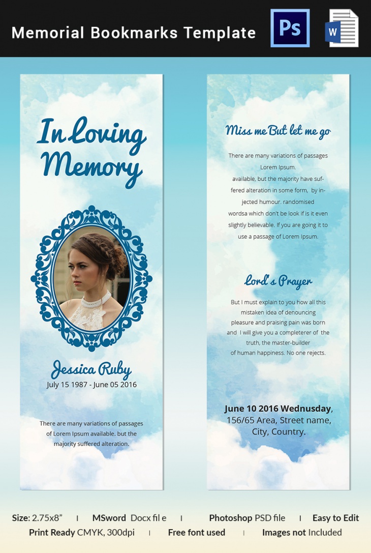 5 Memorial Bookmark Templates Free Word PDF PSD Documents Download 