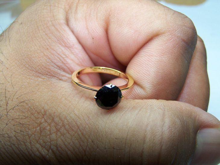 solitaire black diamond ring