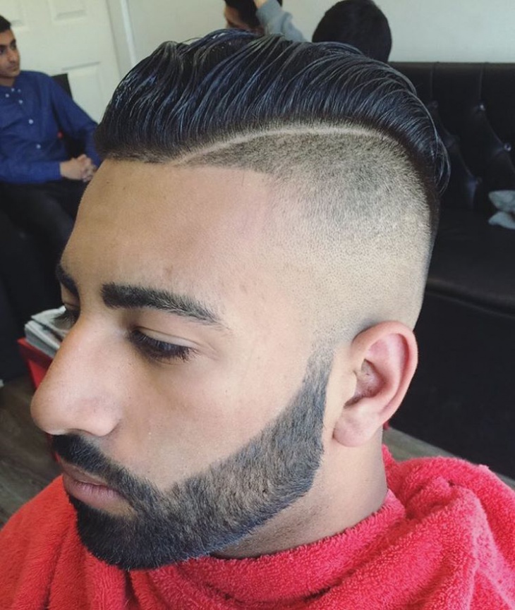 comb over fade haircut with line