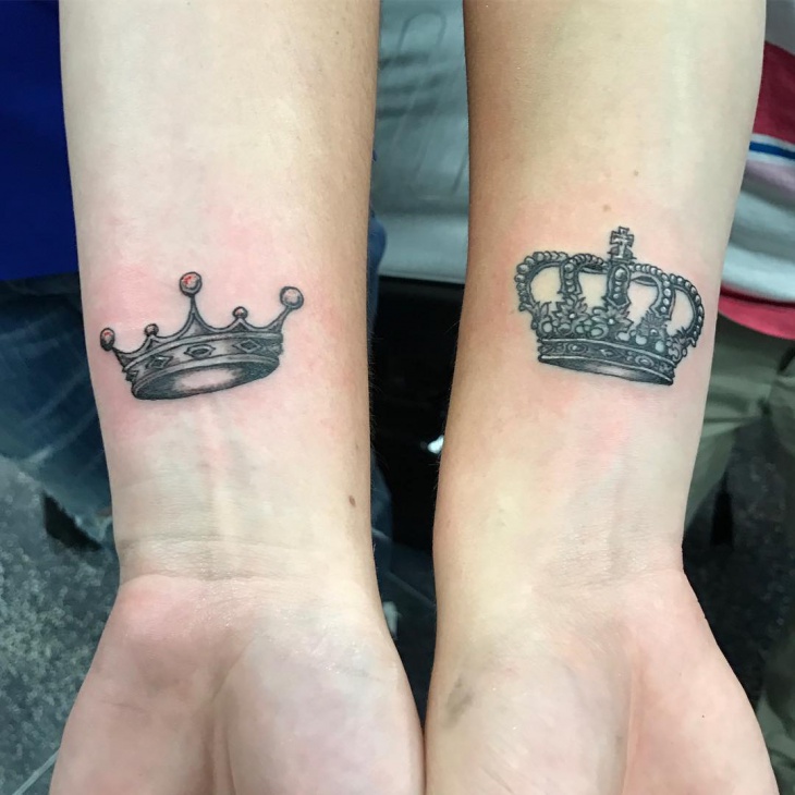 small crown couple tattoo