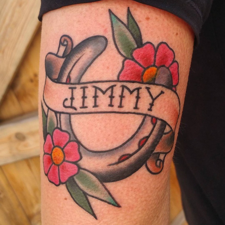 text horseshoe tattoo for sleeve