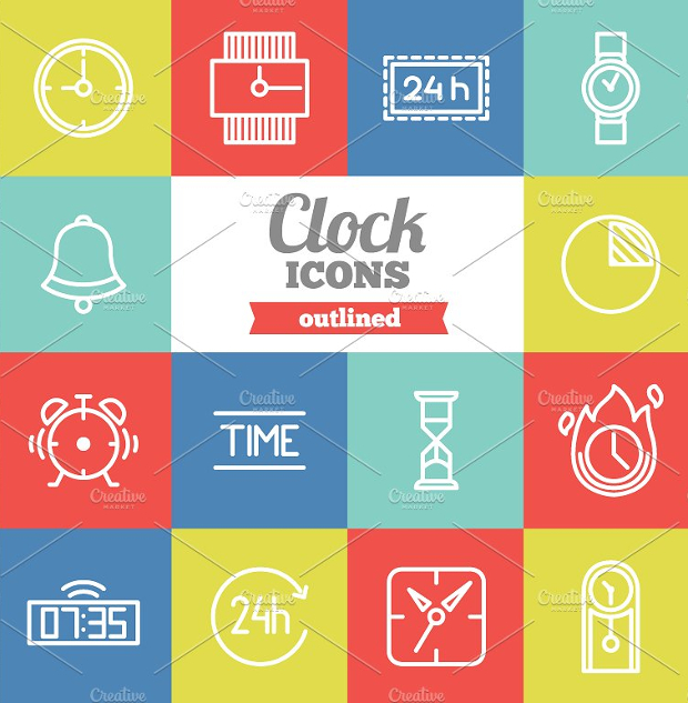 outlined clock icons 