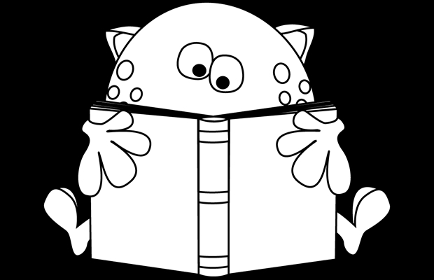black and white book clipart