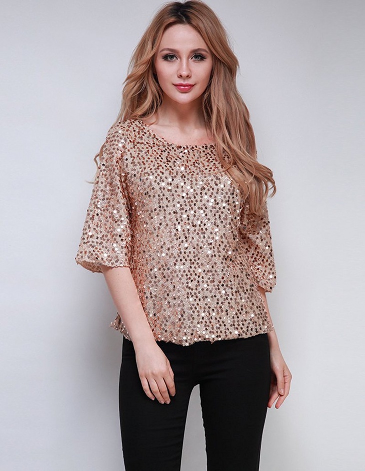 sequin top with sleeves