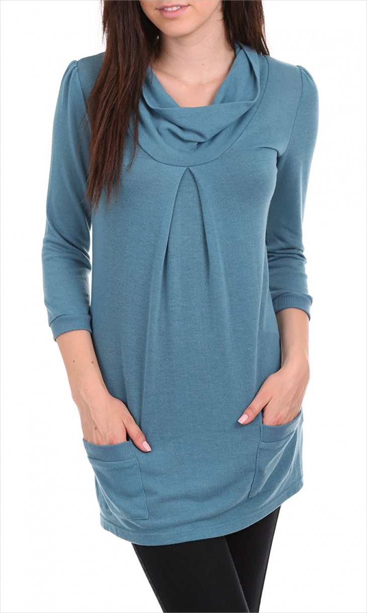 pleated knit tunic top