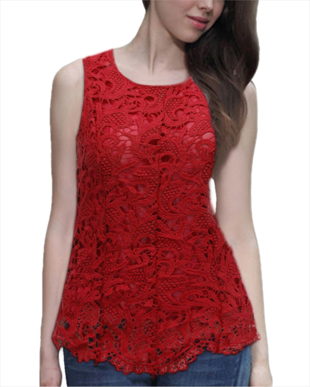 red lace top