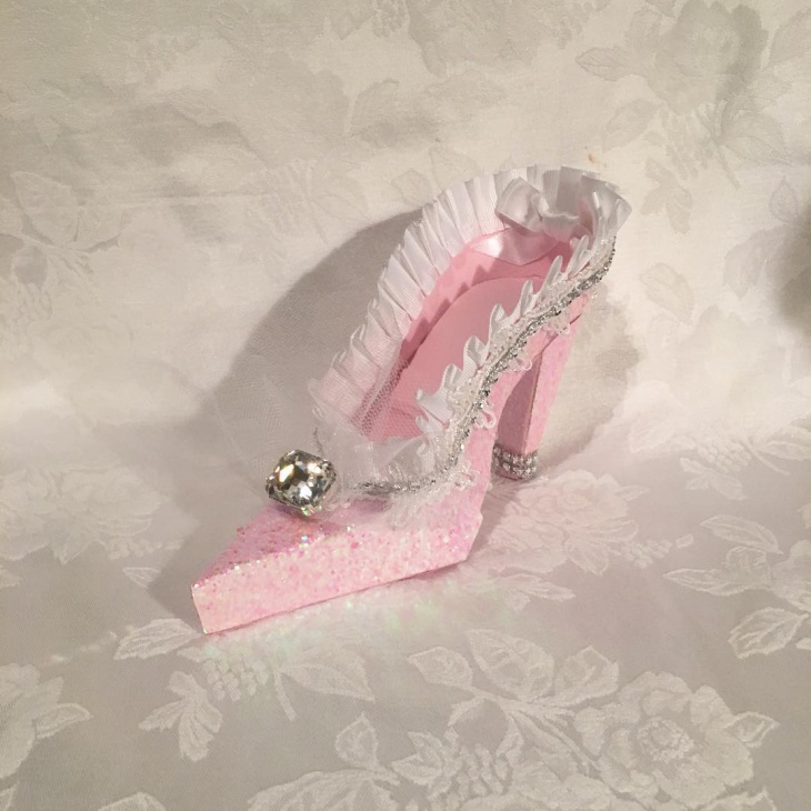 pink glitter paper shoes