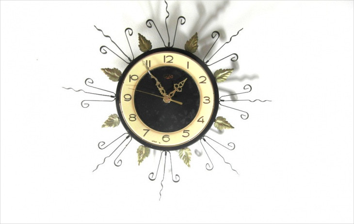 mid century sunburst wall clock design
