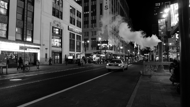 black and white night street photography 