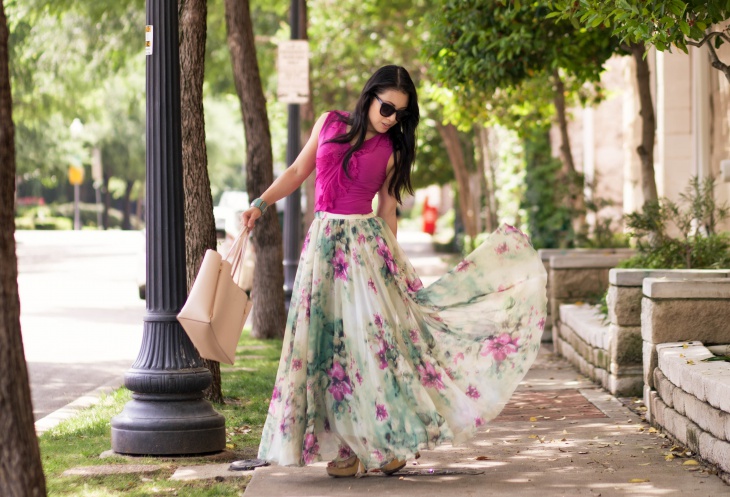 chiffon floral maxi skirt
