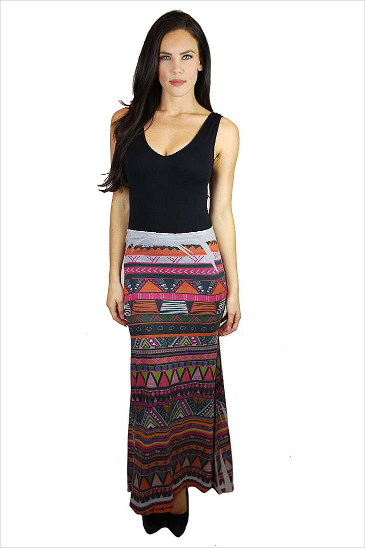 tribal aztec maxi skirt
