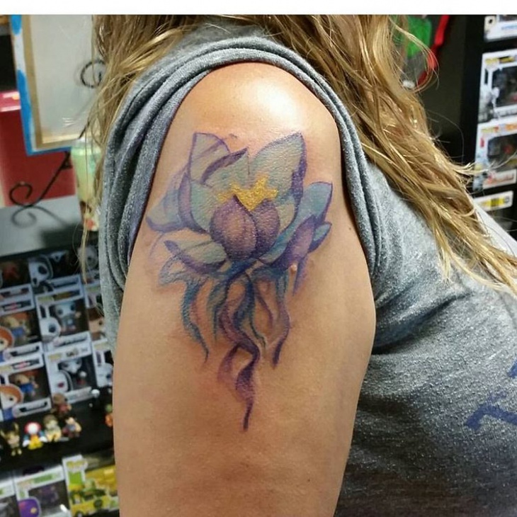 watercolor flower sleeve tattoo