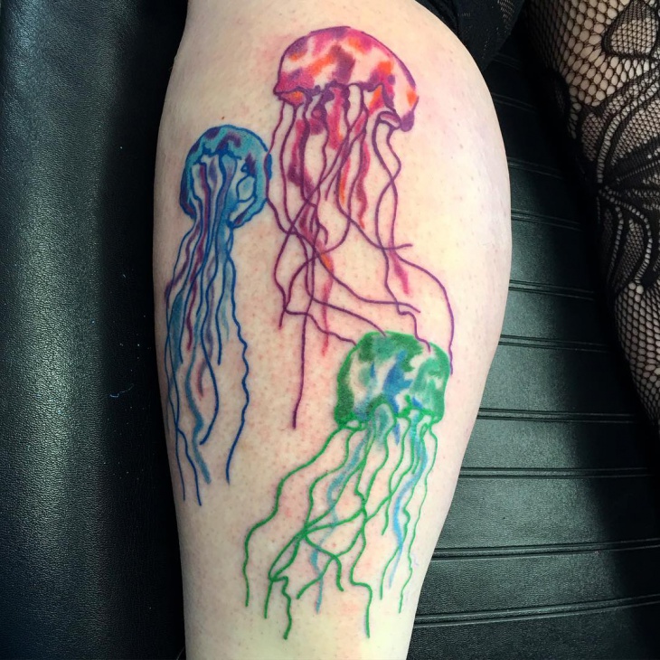 watercolor jelly fish tattoo design