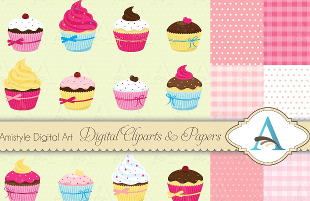 pink and brown cupcake clipart2