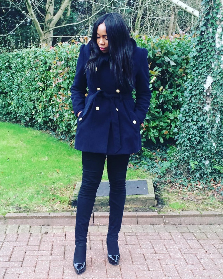navy blue coat outfit