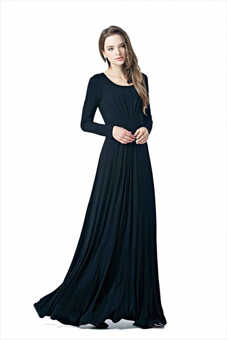black long sleeve maxi dress1