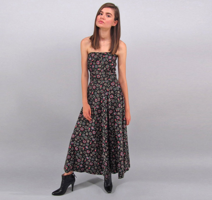 strapless floral maxi dress