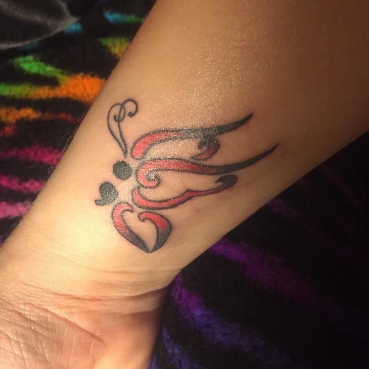 semicolon tribal butterfly tattoo