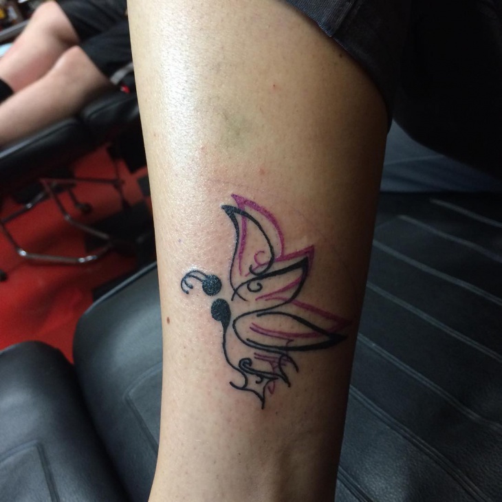 butterfly wings semicolon tattoo