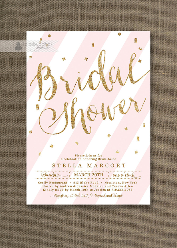 Gold Glitter Bridal Shower Invitation