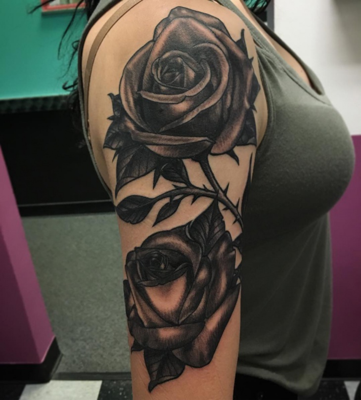 rose half sleeve tattoo design