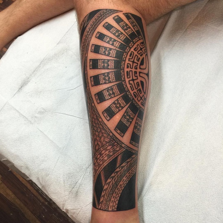 hawaiian leg sleeve tattoo