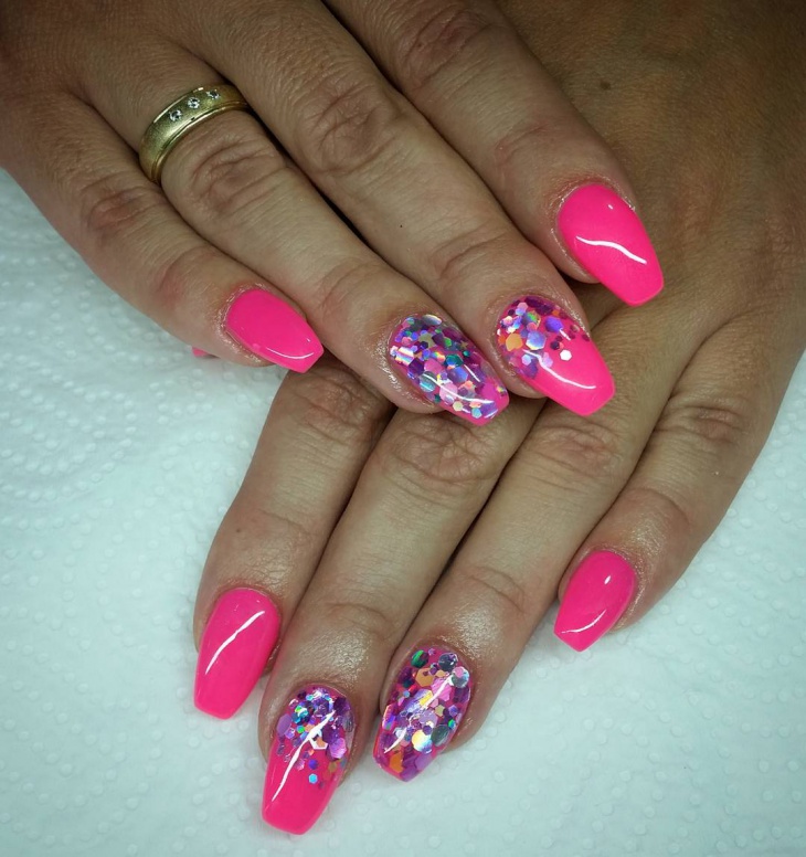 pink glitter gel nail design