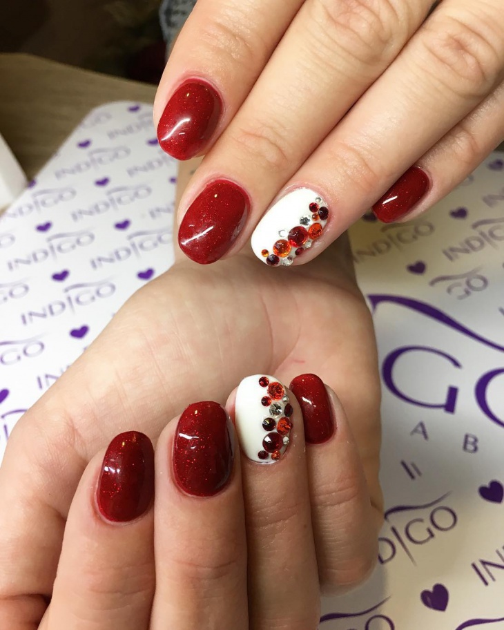 red and white gel nail design