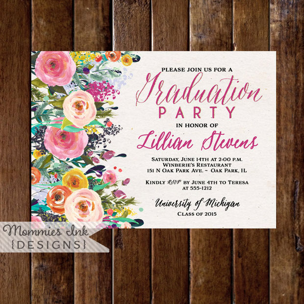 Floral Graduation Party Invitation