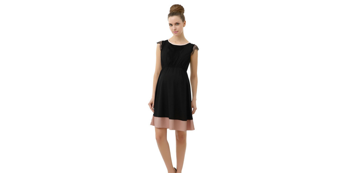zoey lace trimmed colorblock maternity dress