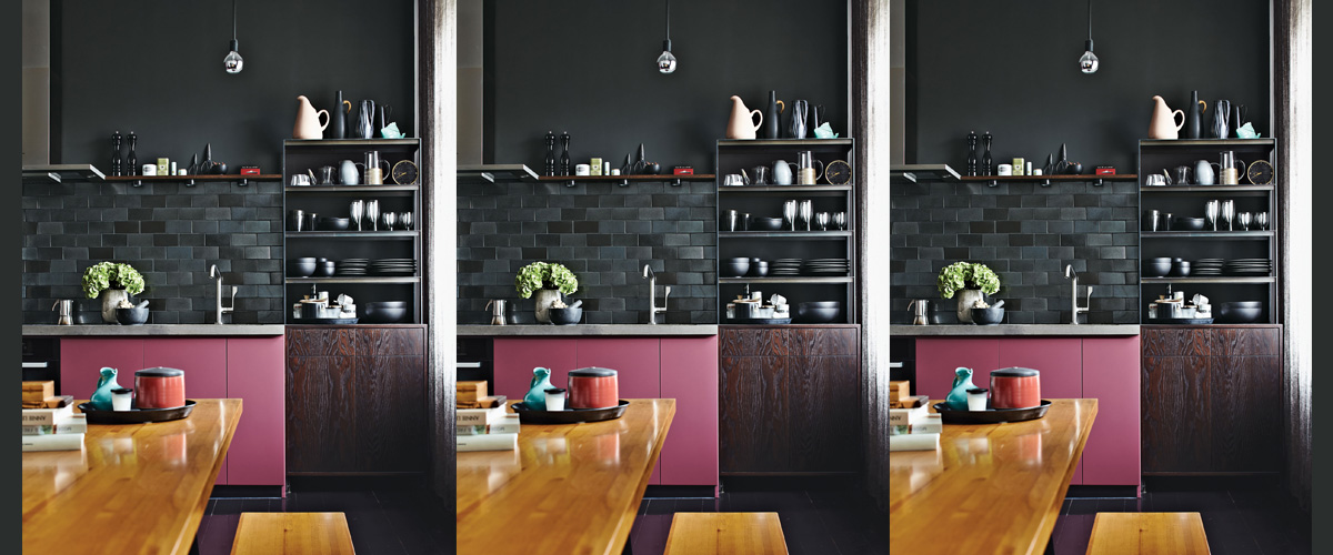 vibrant black kitchen