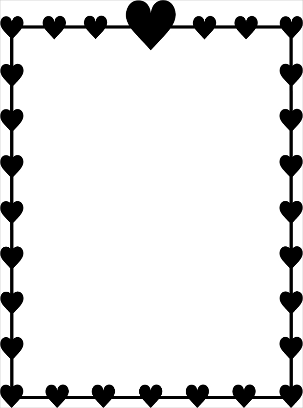 black and white heart border clipart