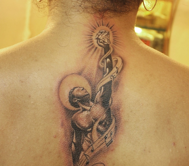3d music tattoo for back