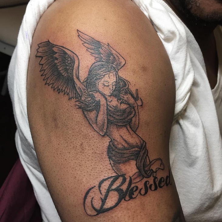 3d angel sleeve tattoo