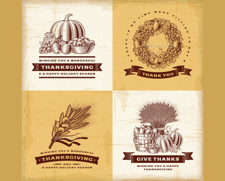 vintage thanksgiving labels set