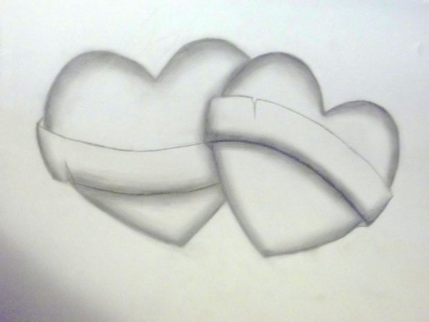 double shaded heart drawing