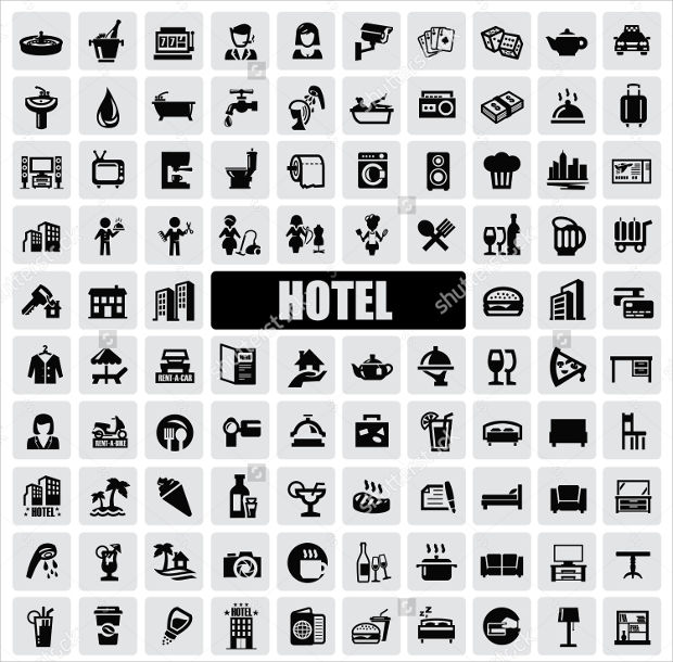 vector black hotel icons