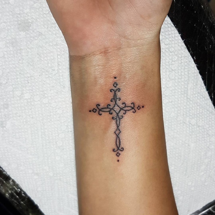 small cross tattoo on wrist1
