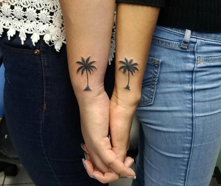 palm tree wrist tattoo