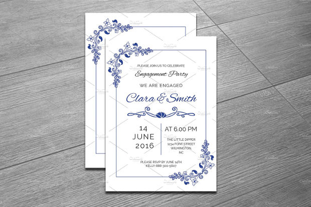 Modern Floral Engagement Party Invitation
